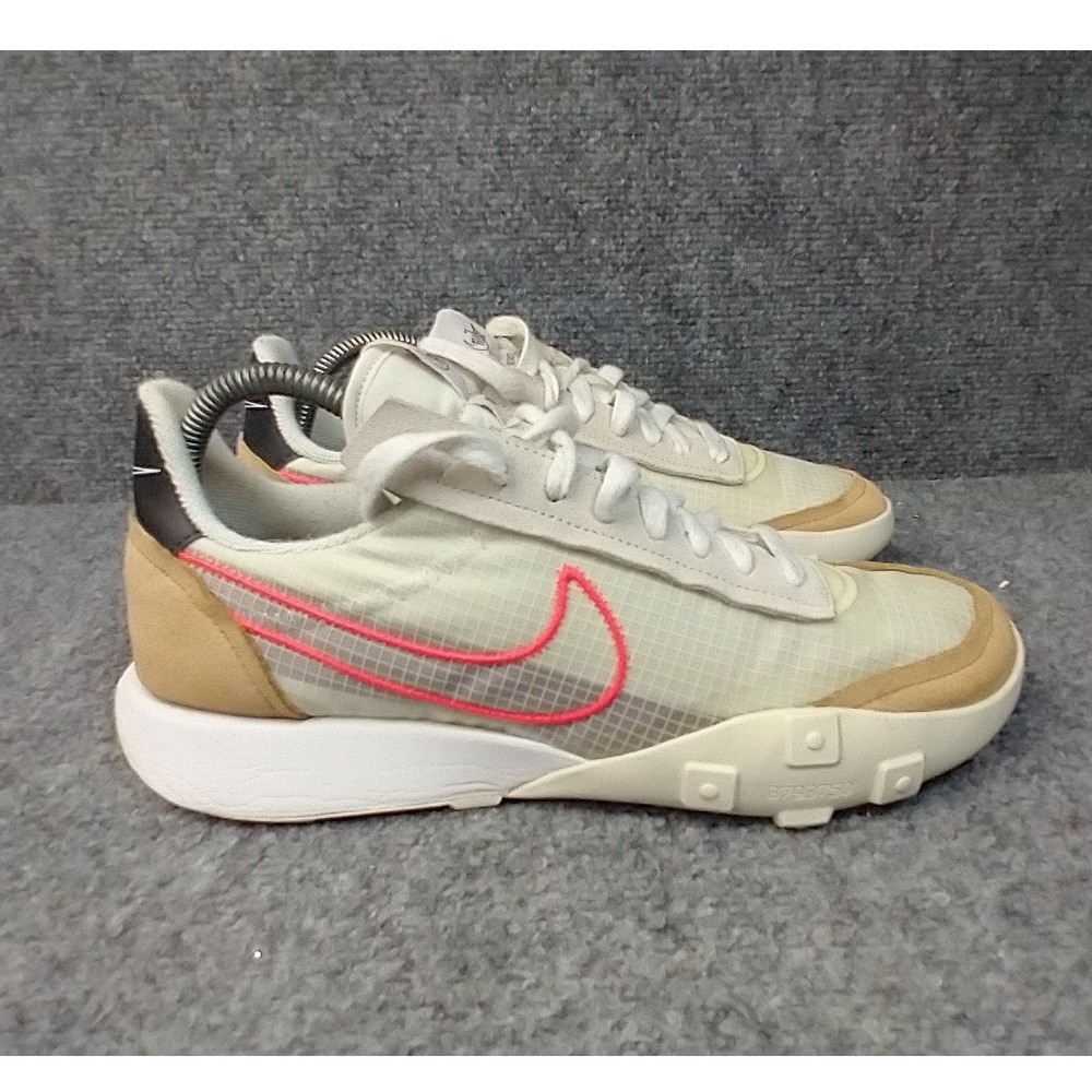 Nike Waffle Racer 2X Women Size 9 White Tan Pink CK6647-101 Running Shoes